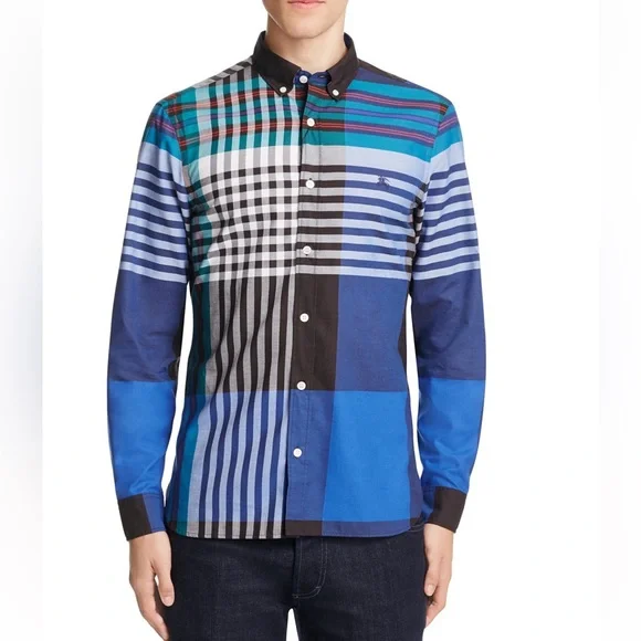 Burberry Brookhouse Blue/Multi Plaid Regular Fit Button-Down Shirt XL EUC - Picture 1 of 11